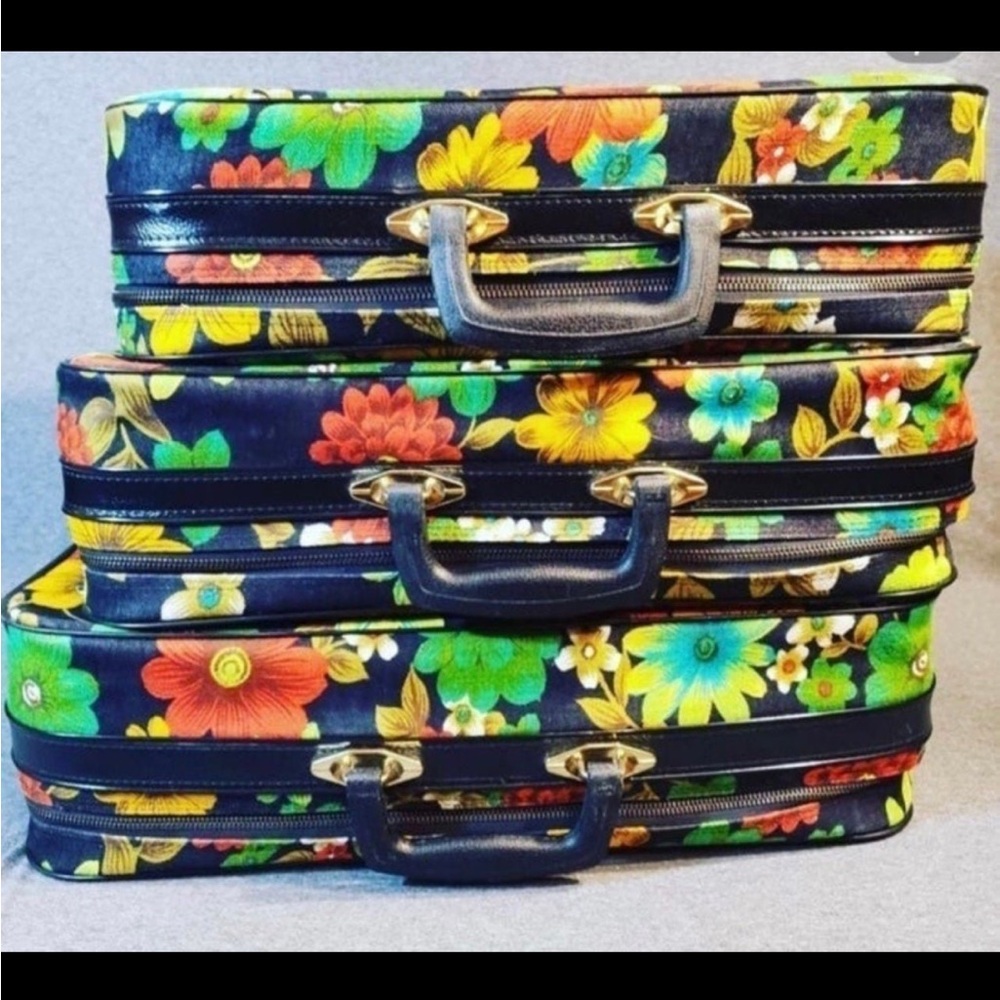 Floral Vintage Suitcase Set of 3